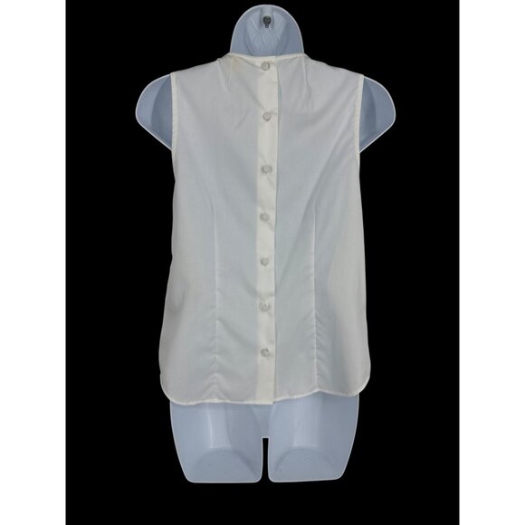 J.Crew Embellished White Sleeveless Button-Up Blouse Size 00 100% Cotton - Picture 3 of 7